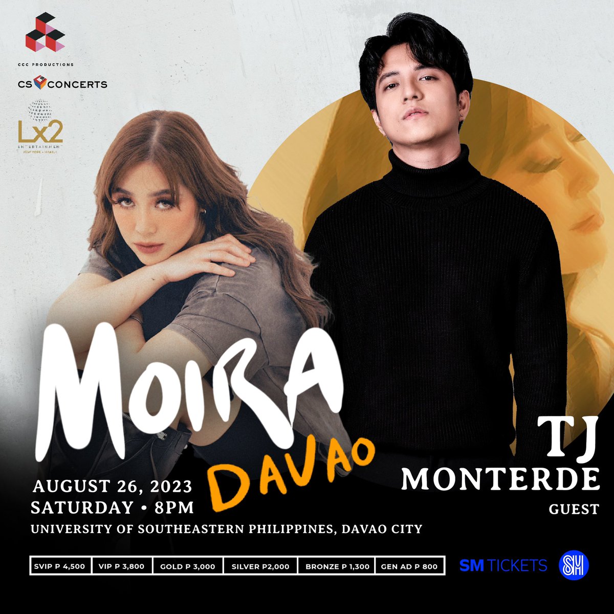 Lx2Ent's tweet photo. Charismatic singer-songwriter TJ Monterde joins our "Queen of Emotions," @moiradelatorre, as guest artist in her certainly heartfelt concert on August 26, 2023, at the University of Southeastern Philippines, Davao City.
#MoiraInDavao #CCCProductions #CSConcerts #Lx2Entertainment https://t.co/Z3Jpje1zs7