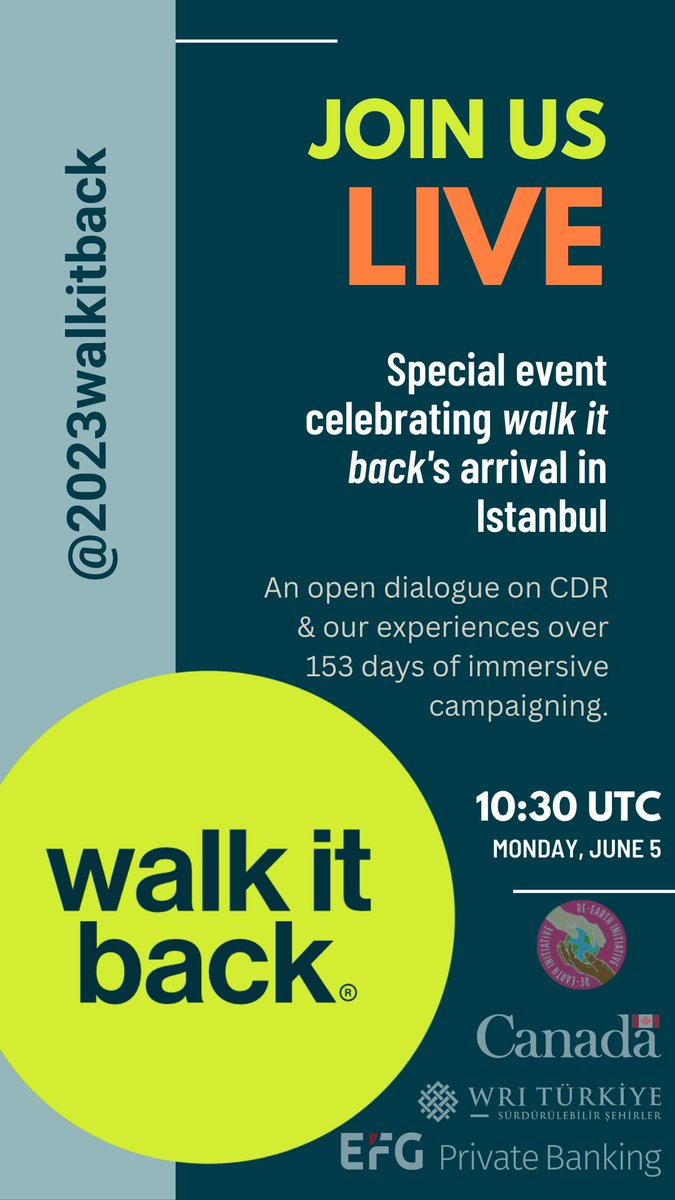 Happy World Environment day!

Today we also celebrate <a href="/CraigCohon/">Craig Cohon</a>'s last day on the road, at the gate of Asia.

Join him virtually at this live Q&amp;A on Instagram, we're hosting with <a href="/WRISehirler/">WRI Türkiye</a> and <a href="/re1nitiative/">Re-Earth Initiative</a>

We'll talk #carbonremovals #coldshowers and #climateaction