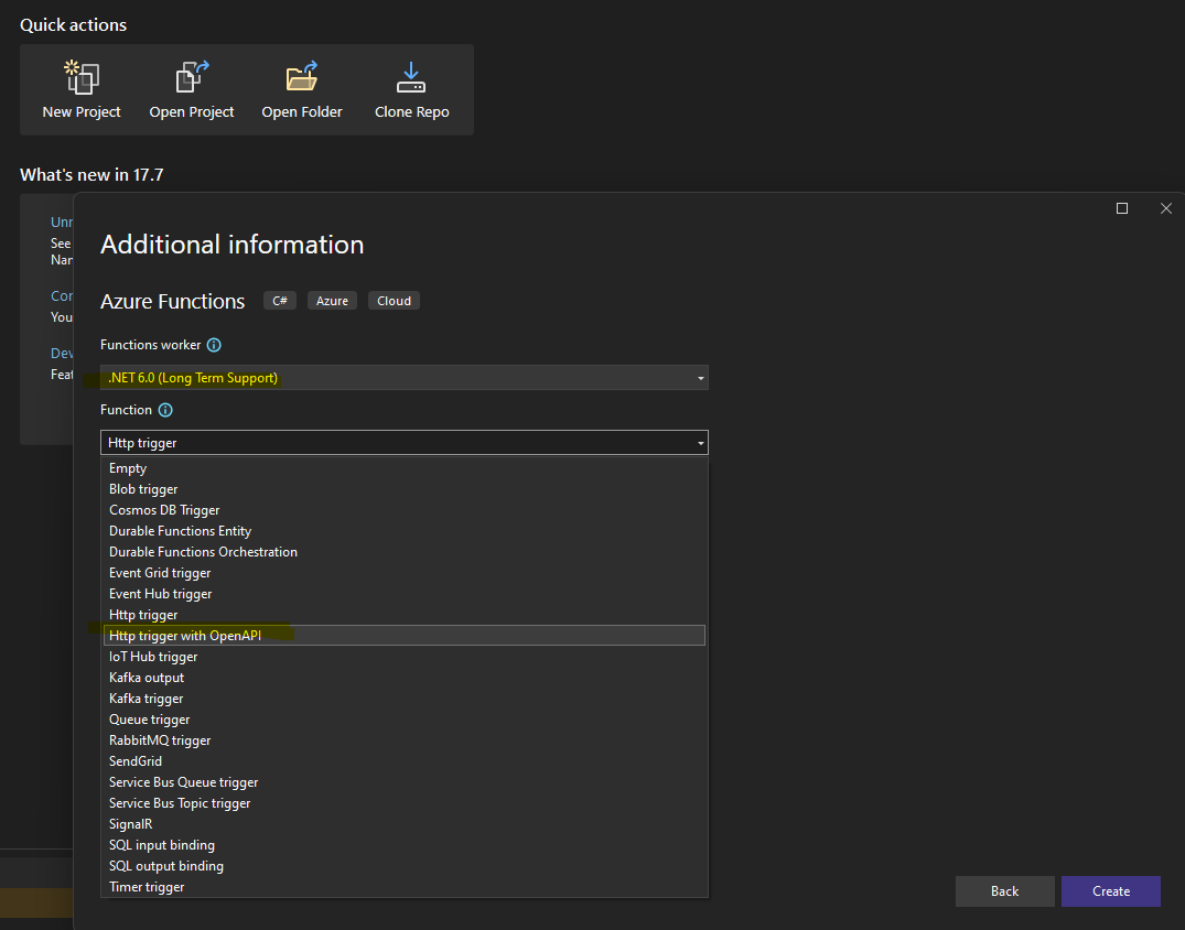 @iStarr @AzureFunctions @VisualStudio I am hoping that you have seen the Visual Studio 'Http Trigger with Open API' template for in-proc hosting. 
For worker templates, the integration is currently manual but totally possible: github.com/Azure/azure-fu…
Did you have a specific OpenAPI integration feature in mind?