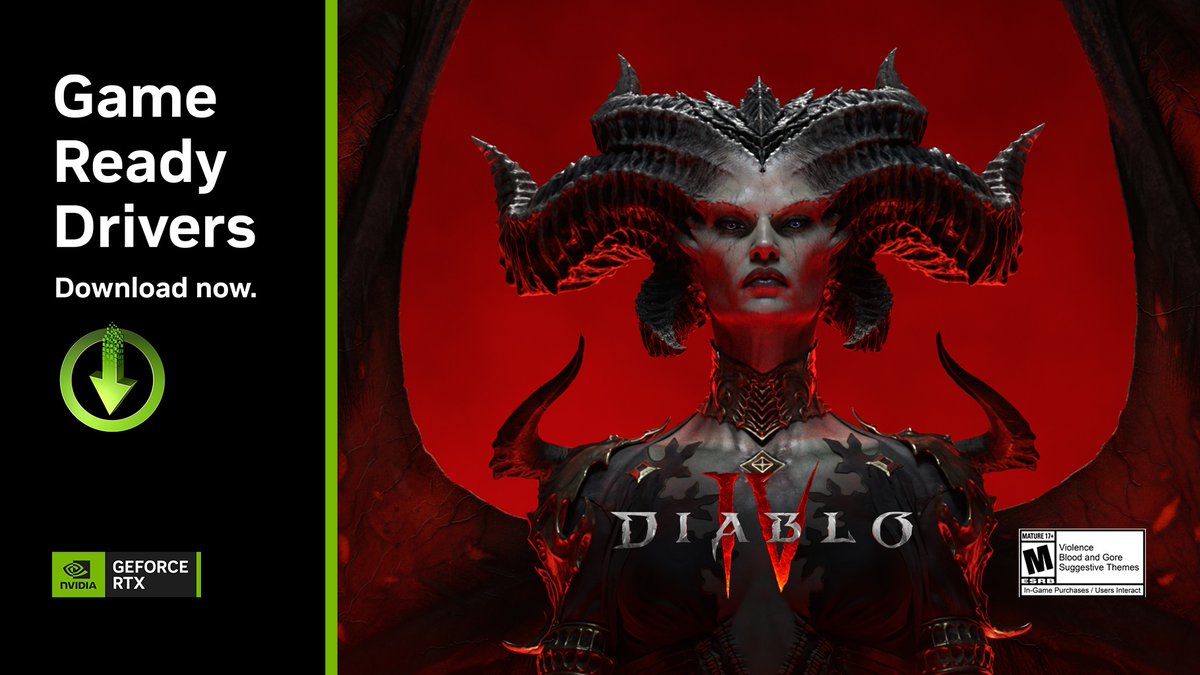 ⚠️NEW DRIVER ALERT⚠️ 

Get Game Ready for the best launch day experience in Diablo IV with NVIDIA DLSS 3 and Reflex 💚

Learn More 😈 nvidia.com/en-us/geforce/…

#DiabloIV #diablo4 #gameready