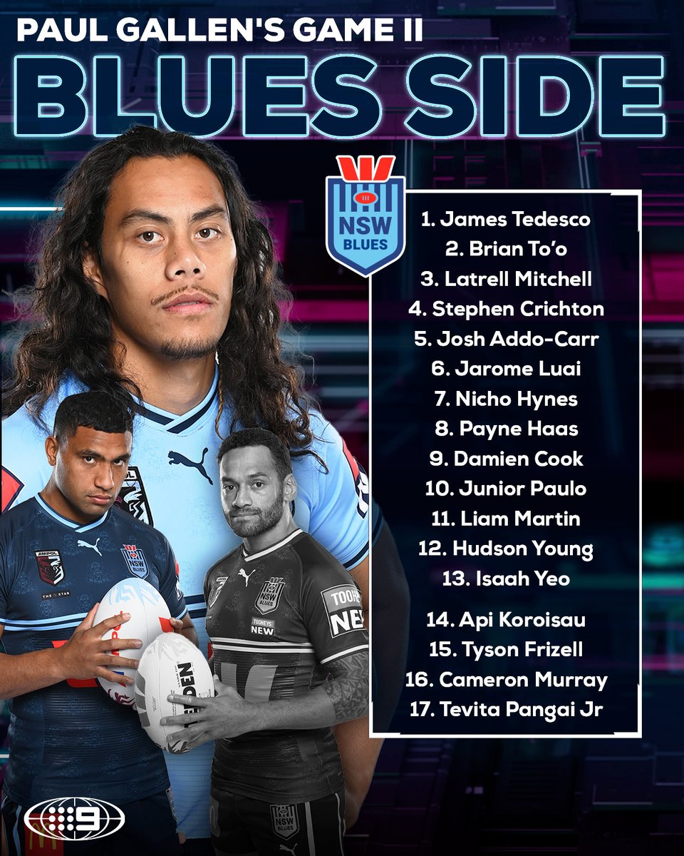 Is this the team to level the series in Brisbane? 🤔🔵

📖 MORE: nine.social/dNX
🖥️ #Origin II | Exclusive on Nine and 9Now, June 21.

#9WWOS #NRL #StateofOrigin