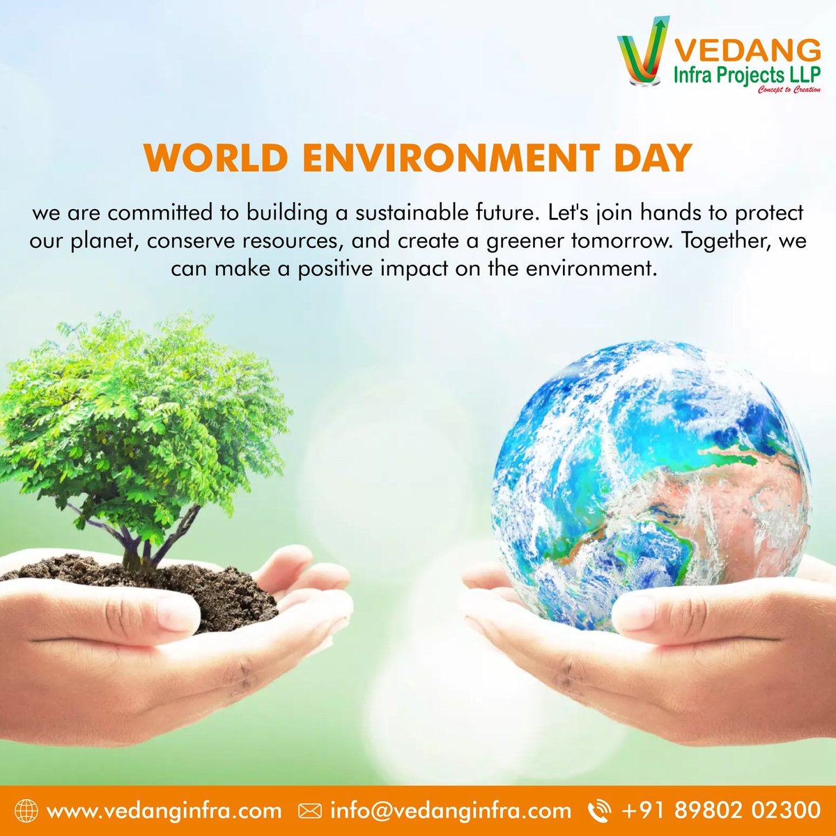 Happy World Environment Day!
Let's join hands to protect our planet, conserve resources, and create a greener tomorrow. Together, we can make a positive impact on the environment. 

#WorldEnvironmentDay #SustainableInfrastructure #GreenFuture #engineering #infrastructureprojects