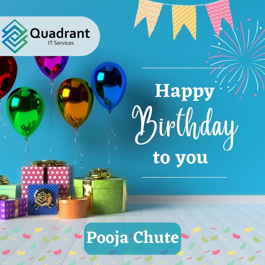 Happy Birthday Pooja Chute,
Thank you for being an integral part of our work team.
We hope you enjoy your special day!
#happybirthday #employeebirthday #quadrantbirthday
#teamquadrant #quadrantitservices #birthdaybash
#birthday