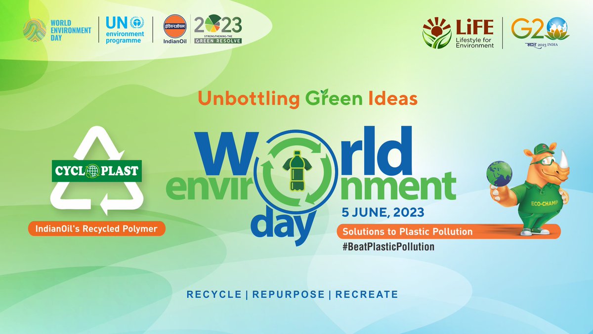 #IndianOil is spearheading several sustainable stewardship actions for a greener future! Join us live on #WorldEnvironmentDay2023 as we launch pioneering initiatives focussed on #plasticrecycling & #Greenenergy.

Watch live on: youtube.com/live/PJt_VTrMt…