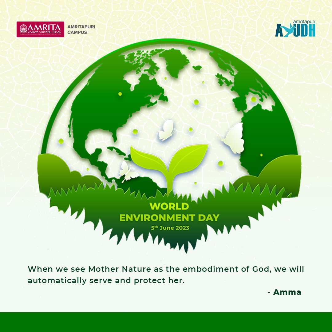 '🌿 Nature's Guardians Unite! 🌍✨ Ayudh Amritapuri sends warm wishes to everyone on this World Environment Day. Let's join hands and become stewards of our precious planet to preserve the beauty and balance of our ecosystem 💚🌎

#WorldEnvironmentDay2023