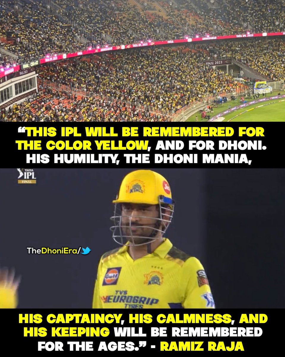 'This IPL will be remembered for the colour yellow and for MS Dhoni'. - Ramiz Raja 😍💛

@MSDhoni #IPL2O23 #WhistlePodu