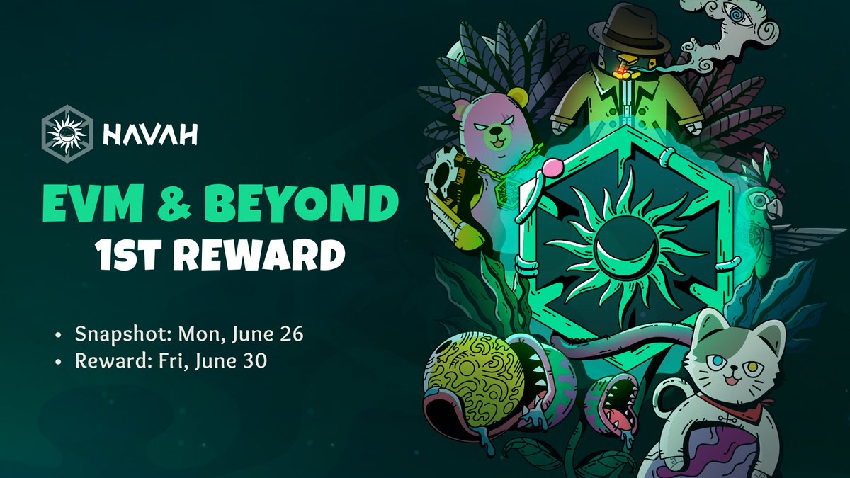 [EVM &amp; BEYOND Reminder &amp; 1st Reward Schedule]

🚀 Join #HVH GRAND REWARD TOUR!
The epic reward including 200,000 HVH 🎉
- Snapshot on June 26 📸
- Distribution on June 30 🎁

Don't miss #HAVAH #Zealy &amp; #GALXE Campaigns!
zealy.io/c/havahofficial