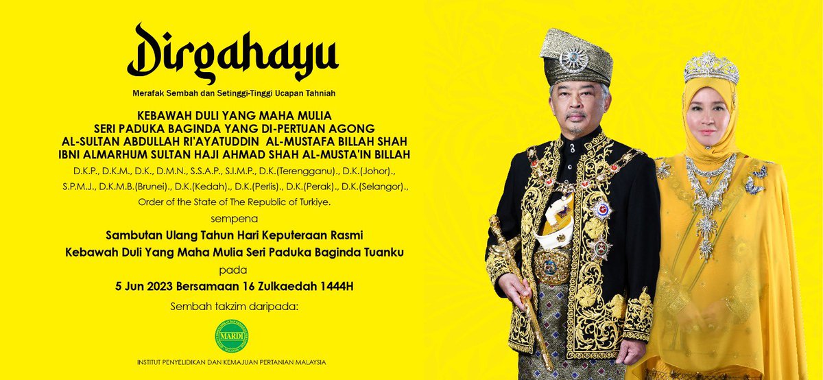 𝑫𝑰𝑹𝑮𝑨𝑯𝑨𝒀𝑼 𝑻𝑼𝑨𝑵𝑲𝑼

Salam takzim Pengurusan Tertinggi MARDI dan Warga MARDI

#betterMARDI
#penerajuinovasiagroteknologi
#mardiberinovasi
#showcaseteknologimardi2023