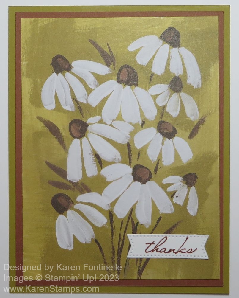 Check out the Fresh As a Daisy Designer Paper with one pattern being multiple daisy images you cut apart for cards and projects! The paper uses the new In Colors! karenstamps.com/fresh-as-a-dai…… #stampinup #stampinupcards #cardmaking #papercrafts #incolors
