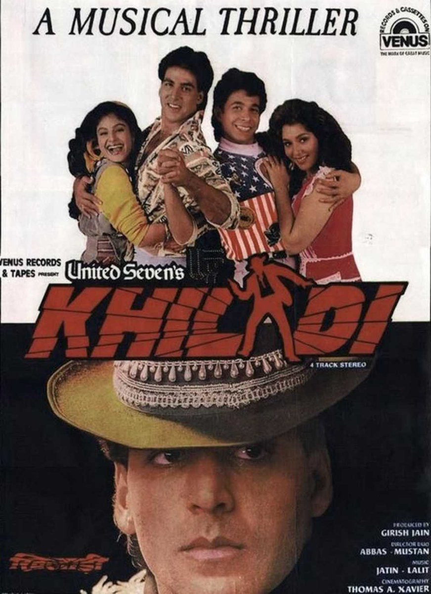 Poster Pic : Celebrating #31YearsOfKhiladi Today 👌 Best Musical Thriller Ever Made In Bollywood With Great Performances By Entire Cast ❤ First Biggest Success For @akshaykumar Sir And A Movie That Gave Him The KHILADI Tag 👌Congratulations To The Entire Team 
@theabbasmustan