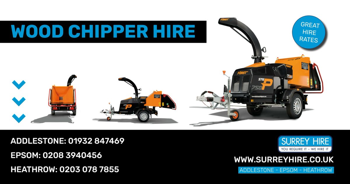 Our 6' towable chippers are great for large chipping & mulching. Ideal for clearing waste & recycling back on to your garden. Call: 01932 847469, 0208 3940456 or 0203 0787855.

#surreyhire #surrey #surreybuilders #surreygardens #surreybusiness #surreylandscaping #surreylansdcaper