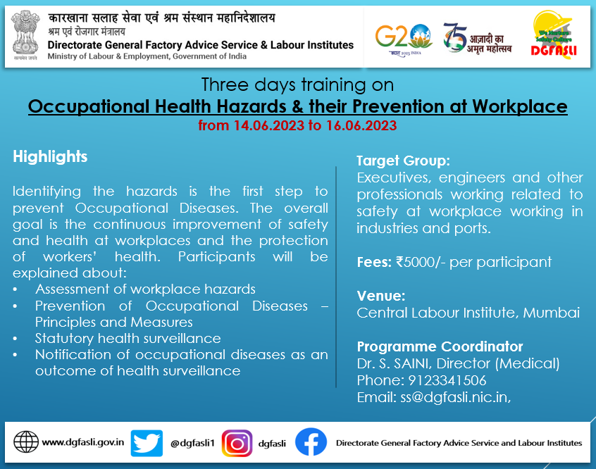 DGFASLI1's tweet photo. #OSHTraining #OccupationalHealth #DGFASLi #CLIMumbai https://t.co/Evn1oAiB4f