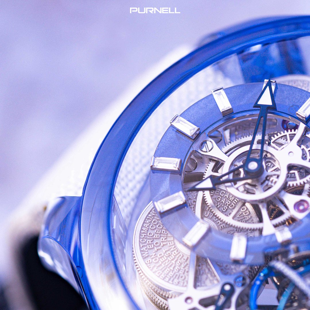 purnell_watches's tweet photo. Escape II Absolute Sapphire
12 Baguette-cut Diamond Indexes (1.04 carats) half-bezel set on 18K White Gold on a Blue Sapphire Dial 
#swissmade #watches #watchcollector #watchgeek #watchlovers #ericcoudray #watchaddict #watchfam #art #design #luxurylifestyle https://t.co/6017iivHAc