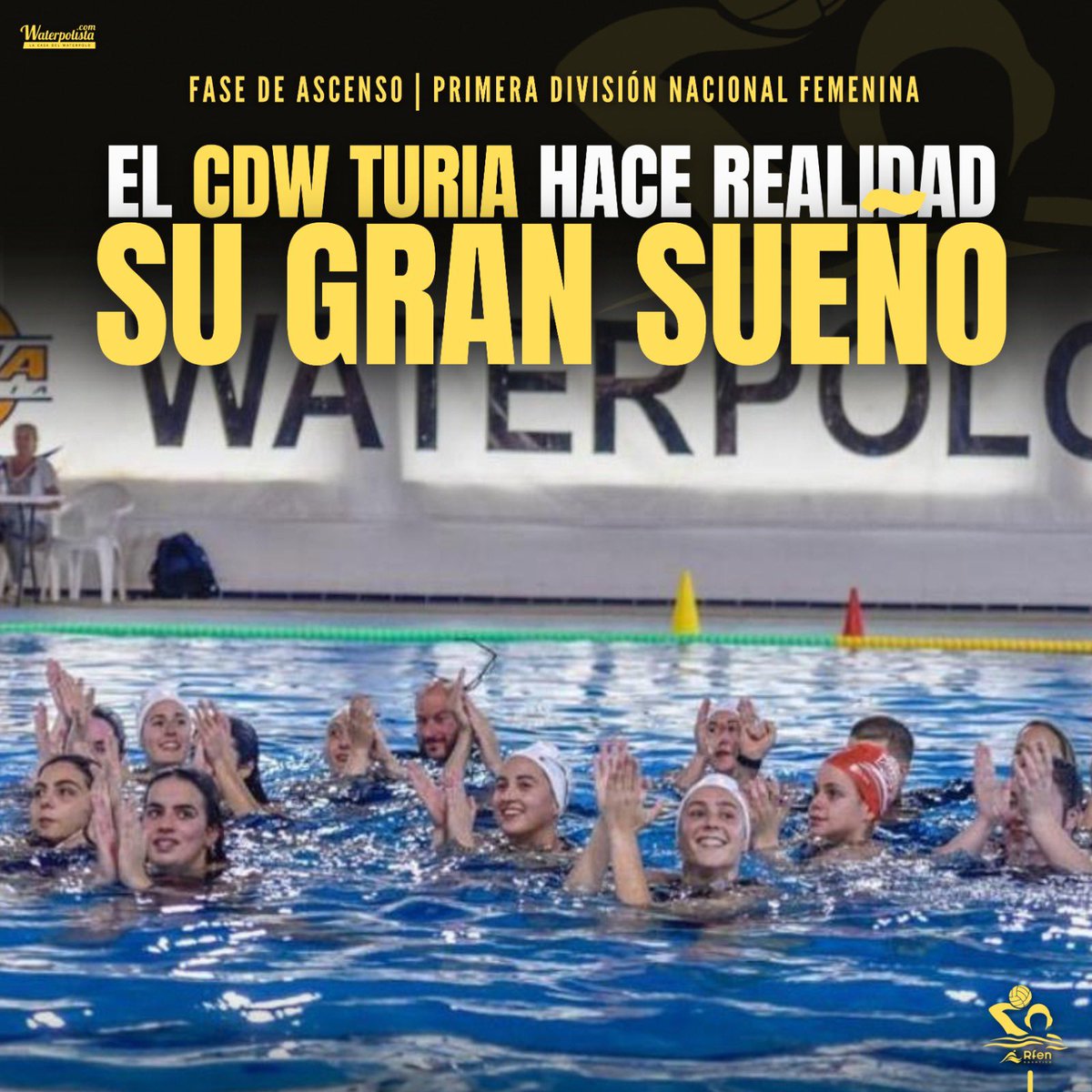 waterpolistacom's tweet photo. Un 𝐒𝐔𝐄𝐍̃𝐎 hecho ya 𝐑𝐄𝐀𝐋𝐈𝐃𝐀𝐃…

El ASCENSO del CDW Turia a la Liga de la PRIMERA DIVISIÓN supone dar un paso al frente para un equipo que cumplió su reto 

Venían buscando este gran SALTO…

Gesta clave para la base del club…

Define su proyecto _____________ https://t.co/jNRR0n8ta7