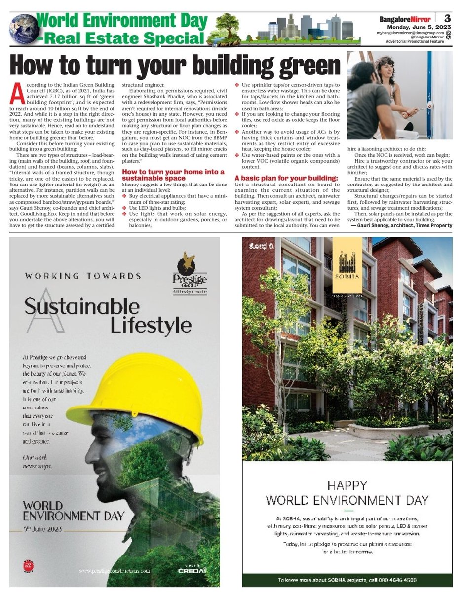 malagi_mahesh's tweet image. VK + BM special feature on &quot;world Environment Day&quot;..@katranjeet @kalicharanRai @Sudarshanvk2 @Vijaykarnataka @SobhaLtd @prestigegroup @BangaloreMirror