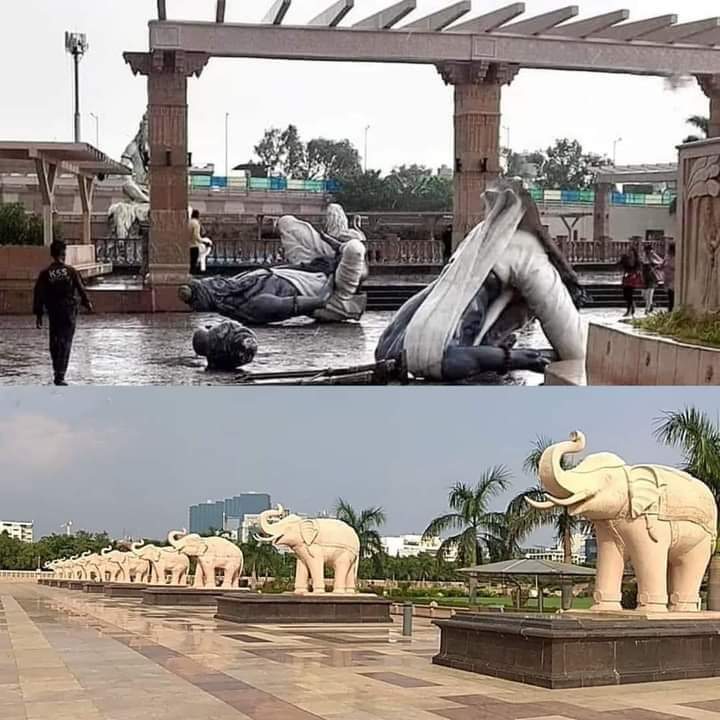 स्वपोषित ईमानदार के भ्रष्टाचारी नमूने तो देखो 
#उज्जैन में 856 करोड़ के #महाकाल गिर गये ।
*#लखनऊ में 600 करोड़ का #अम्बेडकर पार्क आज भी चमक रहा है। उसकी एक #पूंछ तक नहीं हिली।☺️🤔