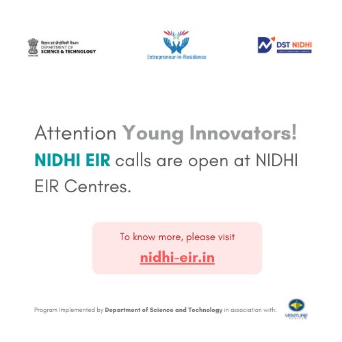 DSTIndia (@indiadst) on Twitter photo Young #Innovators are invited to apply for NIDHI EIR Fellowship through Open Calls available at NIDHI-EIR Centres.
For list of NIDHI EIR Centres and more information, please visit: nidhi-eir.in
<a href="/DrJitendraSingh/">Dr Jitendra Singh</a> <a href="/srivaric/">chandra Srivari</a> Young #Innovators are invited to apply for NIDHI EIR Fellowship through Open Calls available at NIDHI-EIR Centres.
For list of NIDHI EIR Centres and more information, please visit: nidhi-eir.in
<a href="/DrJitendraSingh/">Dr Jitendra Singh</a> <a href="/srivaric/">chandra Srivari</a>