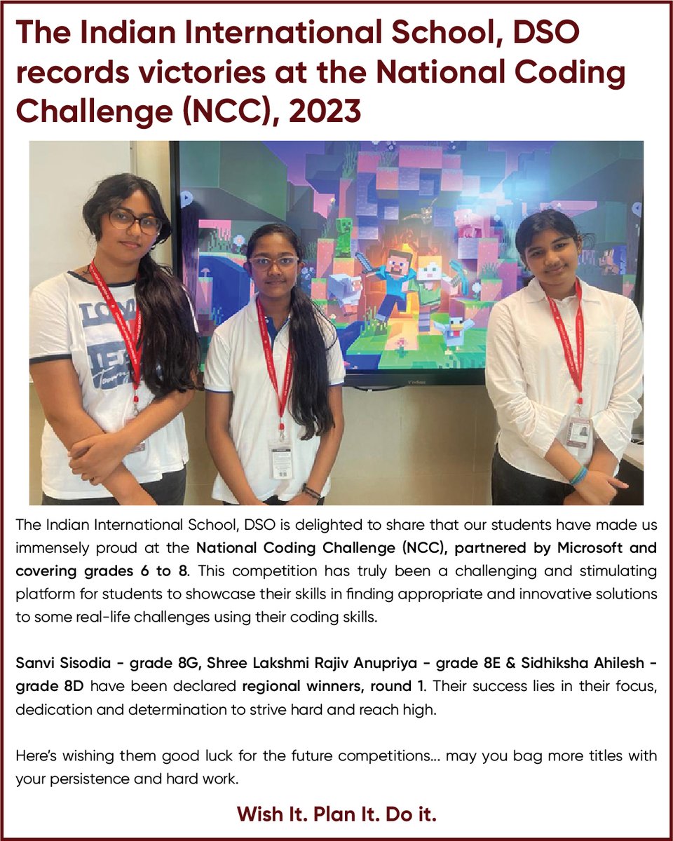 The Indian International School, DSO records victories at the National Coding Challenge (NCC), 2023. @KHDA @cbseindia29 @TeachersOfDubai