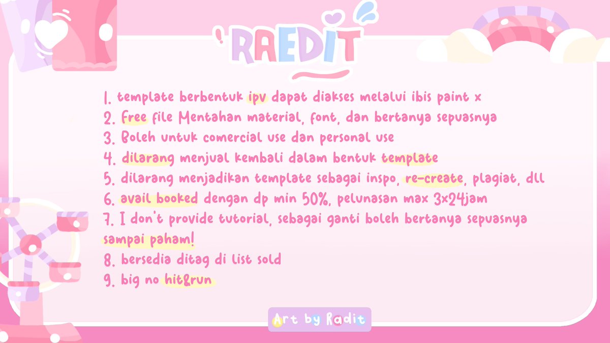 Help rt (re-tweet), thank you!

Allooo, aku punya 2 TEMPLATE layout dalam bentuk IPV only. Price dan regulation sudah tertera dibawah yAa!! Pastikan sudah membaca reguation dengan benar. Buat booked min dp 50%, bisa LANGSUNG DM SEKARANG<3😋💖