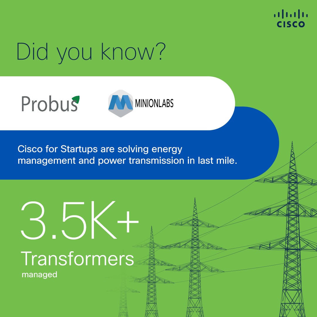 CiscoStartups's tweet image. Cisco for Startup alumni, Minion Labs and Probus, are reshaping energy management and power transmission in the last mile.  Today on #WorldEnvoirnmentDay join us in celebrating their transformative work in energy management and power transmission. #CiscoForStartups #Probus