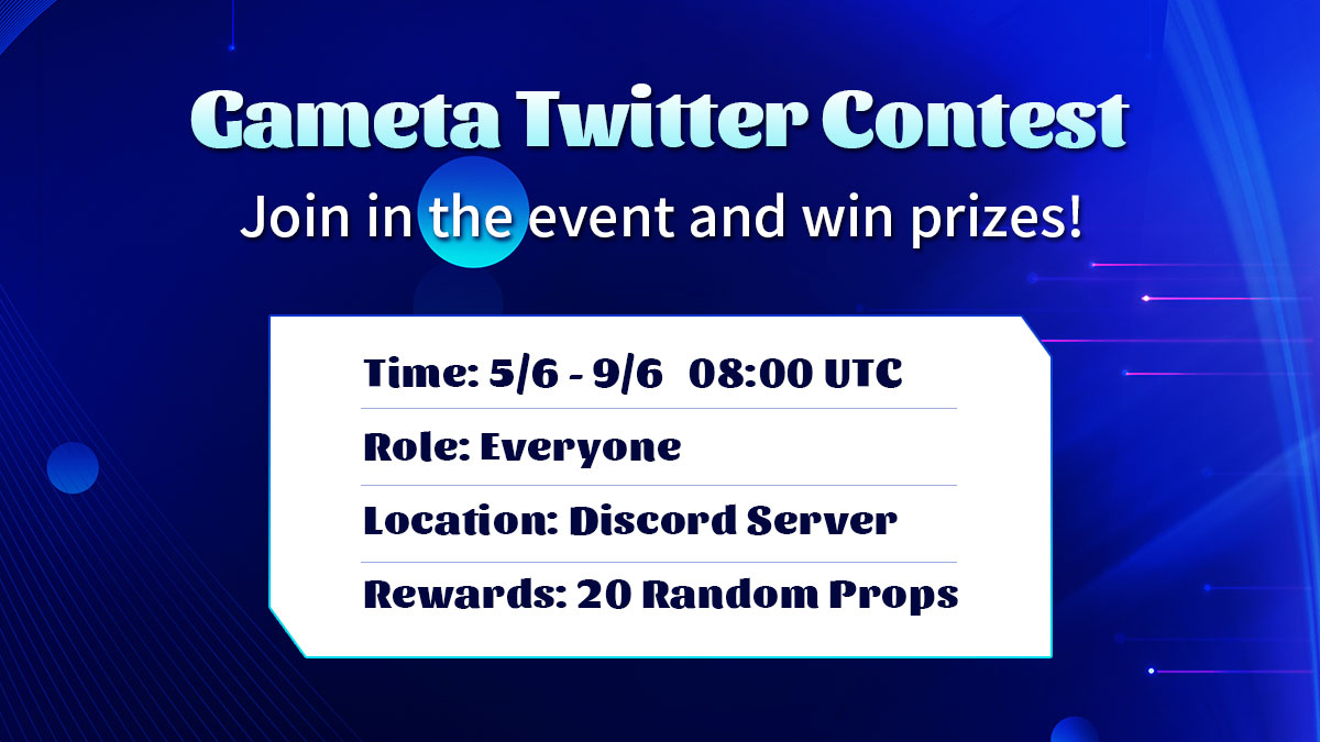 🚀 Calling all gamers! 🎮🎉 Join the Gameta Twitter Contest for a chance to win epic prizes! 🎁✨ 

⏰ Mark your calendars: 5/6 - 9/6, 0800 UTC ⌛️ 
📍 Location: discord.gg/D6WuuNDB
🏆 20 Random Props up for grabs! 

See you there! 🔥
#GameFi  #HippoDash #NFT #HippoClub