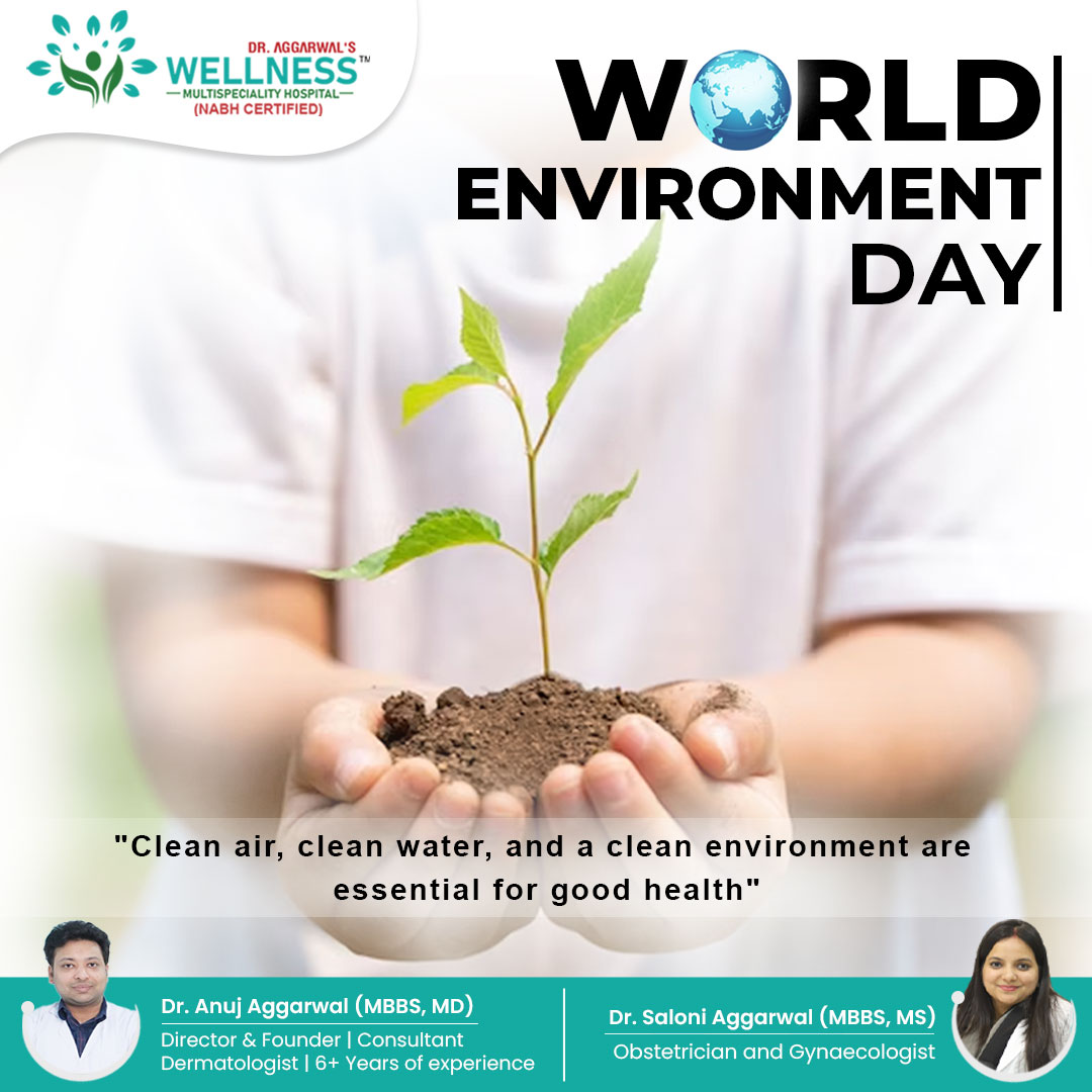 Happy World Environment Day! 
Let's come together to protect and nurture our beautiful planet.🌍💚 
.
.
#wellnessmultispecialityhospital #wellnesshospital #wellnessmultihospital #multispecialityhospital #dranujaggarwal #drsaloniaggarwal #dermatologist #dermatologists