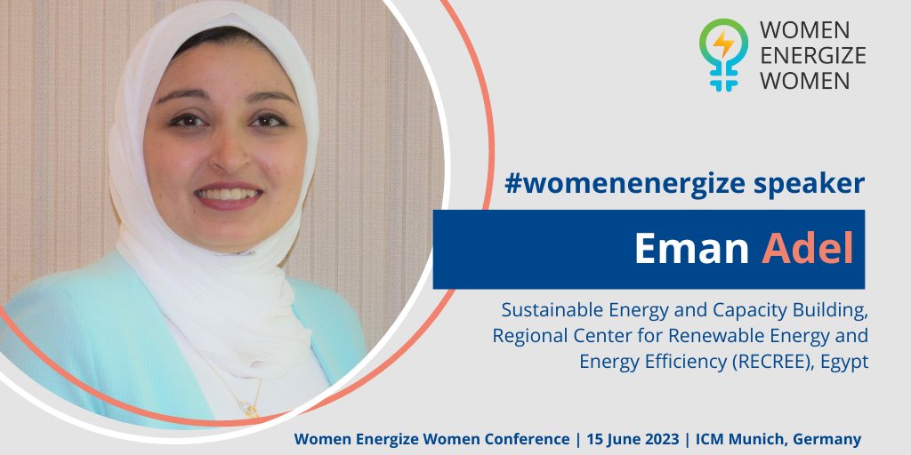We are happy to welcome Eman Adel as a #speaker at the 2nd Women Energize Women #conference on 15 June 2023 at the ICM #Munich, #Germany.

#womenenergize #womeninrenewables #energypartnerships

@BMWK @giz_gmbh @bEEmerkenswert @BSWSolareV @RCREEE