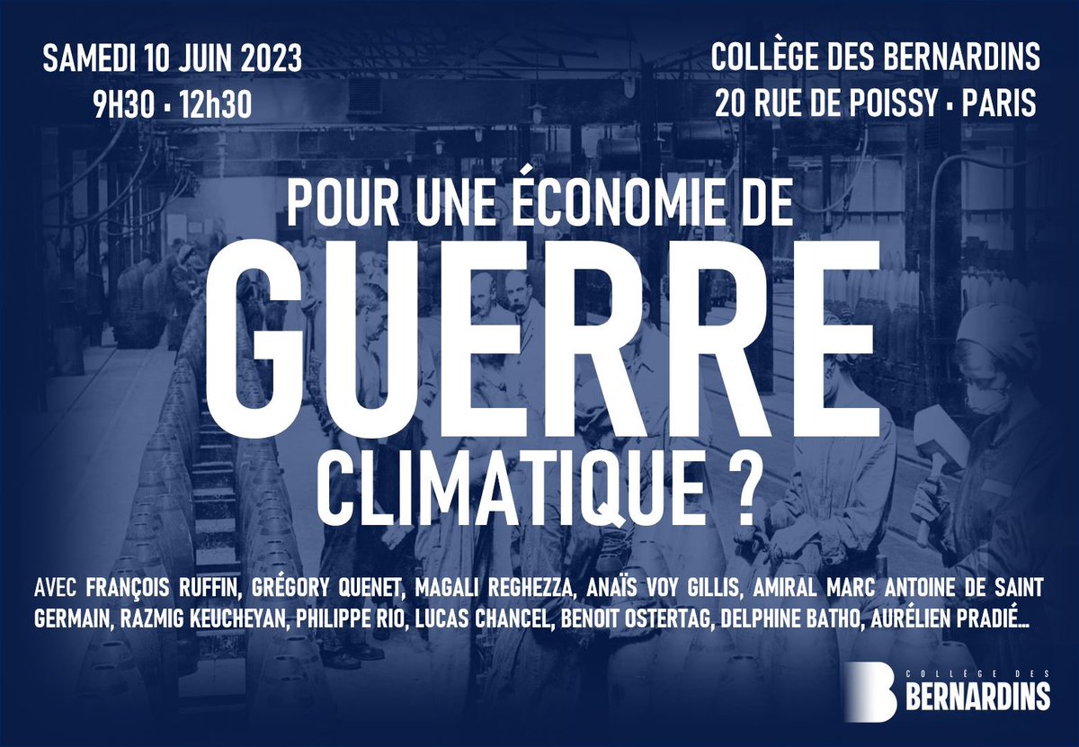 Francois_Ruffin's tweet photo. Souvent, je répète : "Tout comme Roosevelt, en 1942, est passé en économie de guerre, nous devons aujourd'hui passer en économie de guerre climatique."

Nous en faisons un colloque, samedi 10 juin, au @CBernardins, en compagnie d'expertes climats, d'économistes, de syndicalistes. https://t.co/hYuaQR21s4