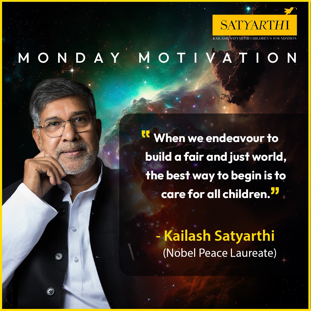 Today's children are tomorrow's citizens.
When we prioritize the well-being of all children, we lay the foundation for a fair and just world.
.
#MondayMotivation
.
#KailashSatyarthi #ChildRights #EveryChildMatters #ChildWelfare #EducationForAll #ChildhoodLessons