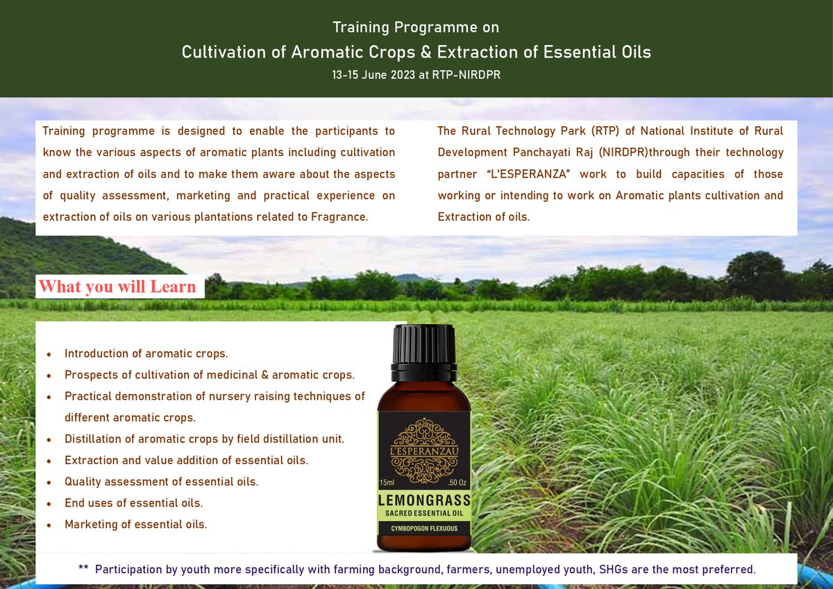 NIRDPR on Twitter "NIRDPRRTP is organizing Training Programme on