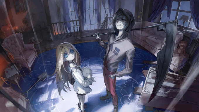 Thank you to Illustrator   for the work!  Identity V × Angels of Death Crossover Event is ongoing right now.  For those two looking up, Do you notice something different?  #IdentityV #Angelsofdeath
