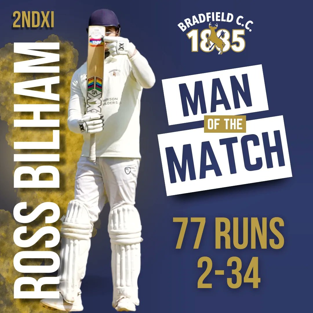 BradfieldCC1885's tweet photo. 🏏 MOTM - 2ndXI 🏏

Congratulations to @rbnumber1 whose 77 runs and 2-34 helped to guide our 2ndXI to their first win of the season.

#MOTM #2ndXI #season2023 #divisionfour #norfolkcricket #bradfieldcc https://t.co/0t8FPuUEbA