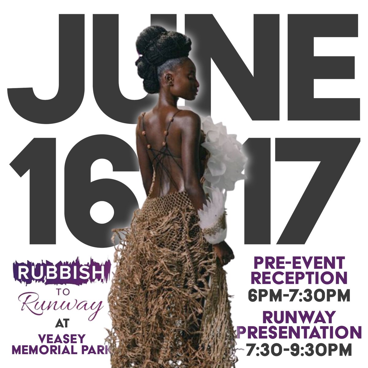 There are less than 2 WEEKS left until designers across New England will design garments all made from recycled materials for RUBBISH TO RUNWAY! R2R runs on 6/16 &amp; 6/17 (6pm-9:30pm).

For more info, visit rubbishtorunway.org

#rubbishtorunway #veaseymemorialpark #fashion