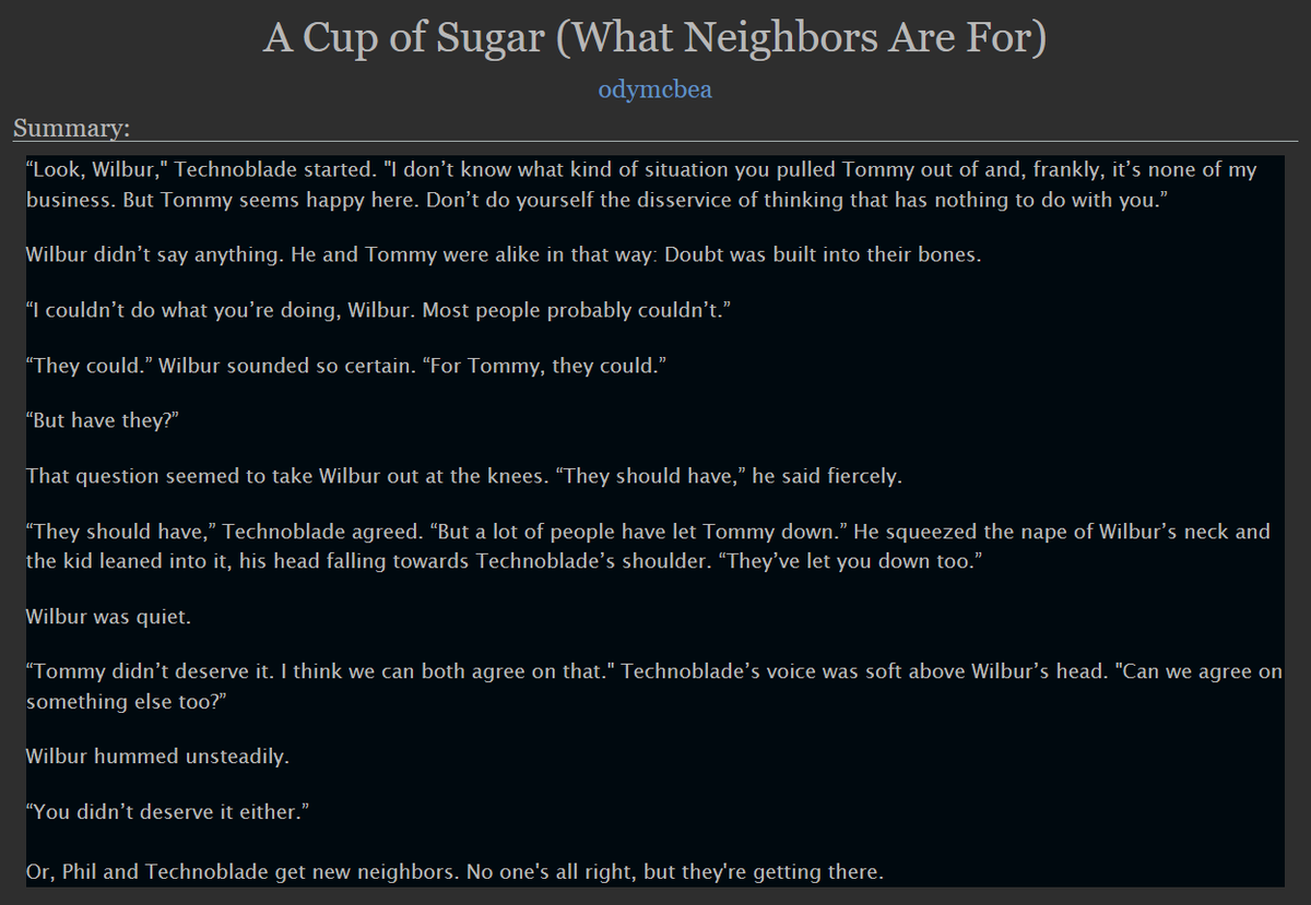 ThyAtlasArchive's tweet photo. -A Cup of Sugar (What Neighbors Are For)

- sbi centric neighbors au!
- hurt/comfort
- 25k words
- 10/10

https://t.co/G5IxBN1uhr

-✨ https://t.co/CTLwsBCLIE