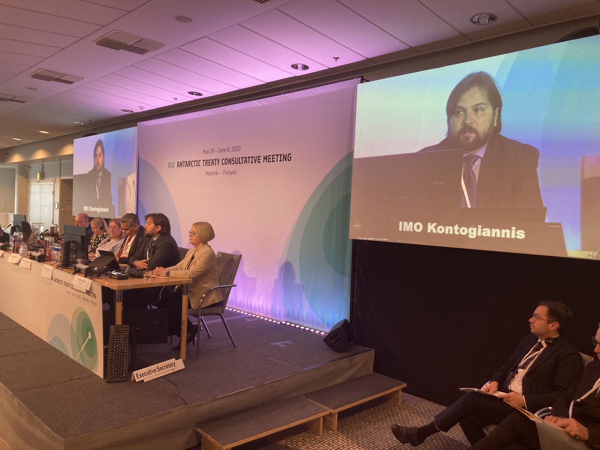 Mr. Loukas Kontogiannis, Head of Marine Pollution, @IMOHQ delivering a keynote address at the Topical Session on the harmonized implementation of the IMO #PolarCode at #ATCM45 in Helsinki.