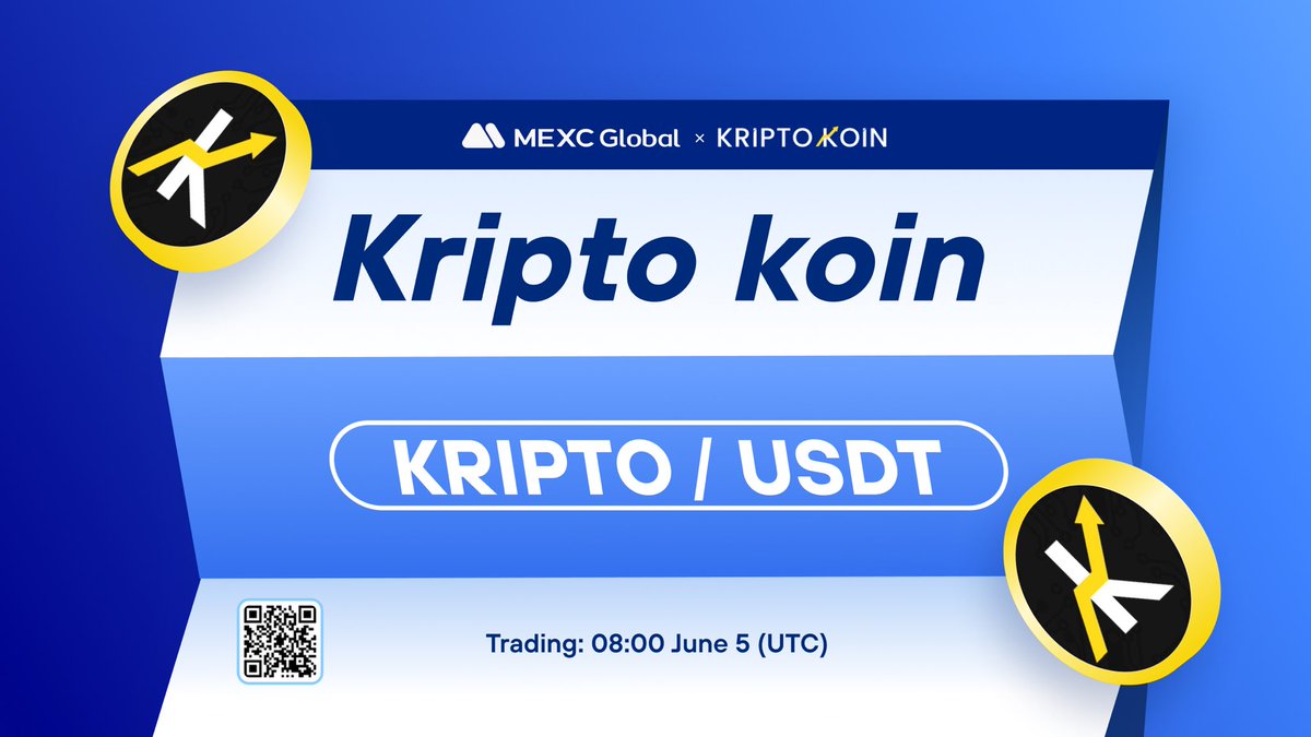 Happy to announce that the @kriptokoin Kickstarter has concluded and $KRIPTO will list on #MEXC! 🔹Deposit: Opened 🔹KRIPTO/USDT Trading: Jun 5, 08:00 (UTC) Details: shorturl.at/nFL34