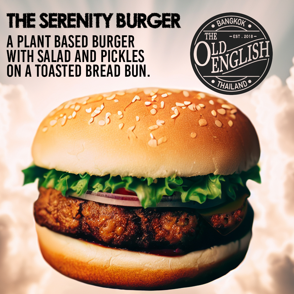 Today is National Veggie Burger Day so why not try our new Serenity Burger.

A plant based burger with salad and pickles on a toasted bun.

#TheOldEnglish #Bangkok #pubgrub #foodies #bar #pub #restaurant #burgers #plantburger https://t.co/qgoldJ9qK2
