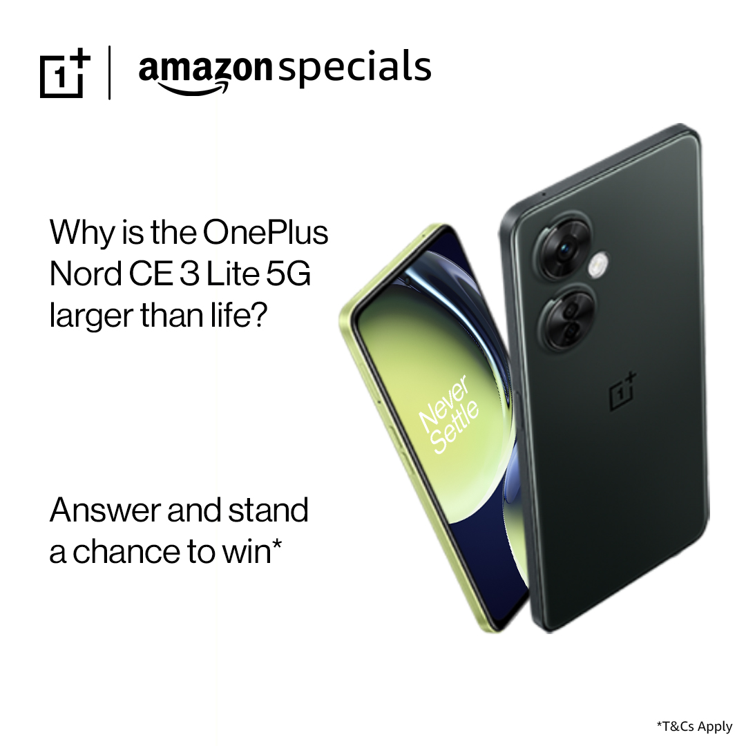 Here's a chance for 10 lucky winners to win Rs 10,000 as Amazon Pay balance.
How? Tweet your answer to the below question.
Participate now!

#OnePlusNordCE3Lite5GonAmazonSpecials #Amazon #AmazonIndia #ContestAlert #ContestIndia #ContestsOnTwitter #Giveaways