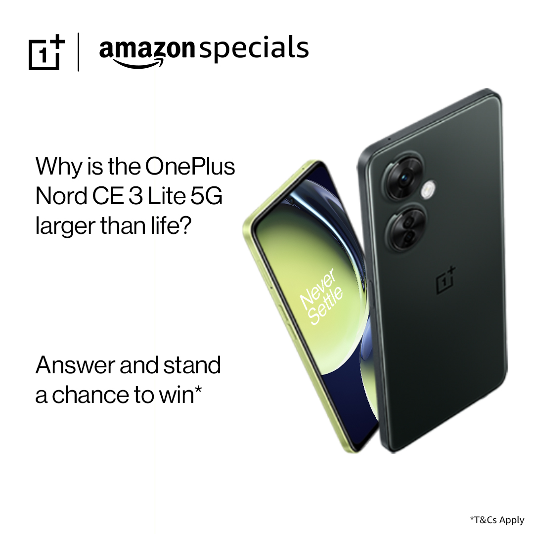 Here's a chance for 10 lucky winners to win Rs 10,000 as Amazon Pay balance. How? Tweet your answer to the below question. Participate now! #OnePlusNordCE3Lite5GonAmazonSpecials #Amazon #AmazonIndia #ContestAlert #ContestIndia #ContestsOnTwitter #Giveaways
