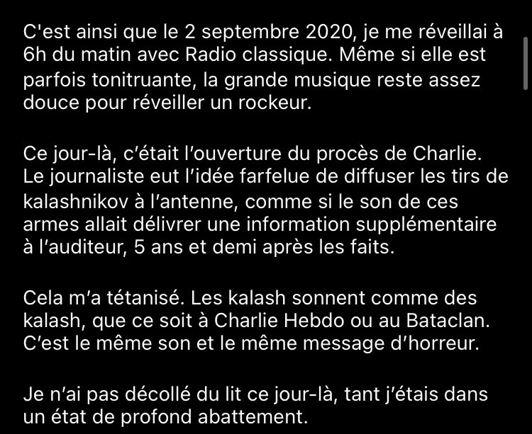 « Cela m’a tétanisé. Les kalash sonnent comme des kalash, que ce soit à Charlie ou au Bataclan. C’est le 
même son et le même message d’horreur. »

#JeSuisCharlie #ToujoursCharlie