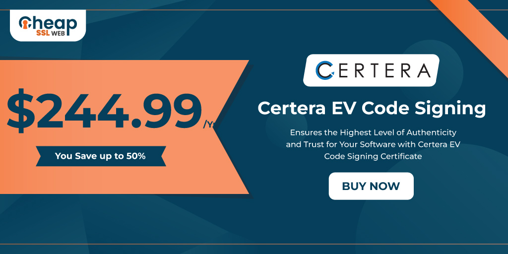 cheapsslweb's tweet image. Certera Code Signing Certificate at a new price of $244.99/year.    
Buy now: - cheapsslweb.com/certera-ev-cod…

👉 Time Stamping    
👉 Unlimited Software &amp;amp; App Signing    
👉 3072-bit/4096-bit RSA Key

#codesigning #CyberSecurity #certerassl