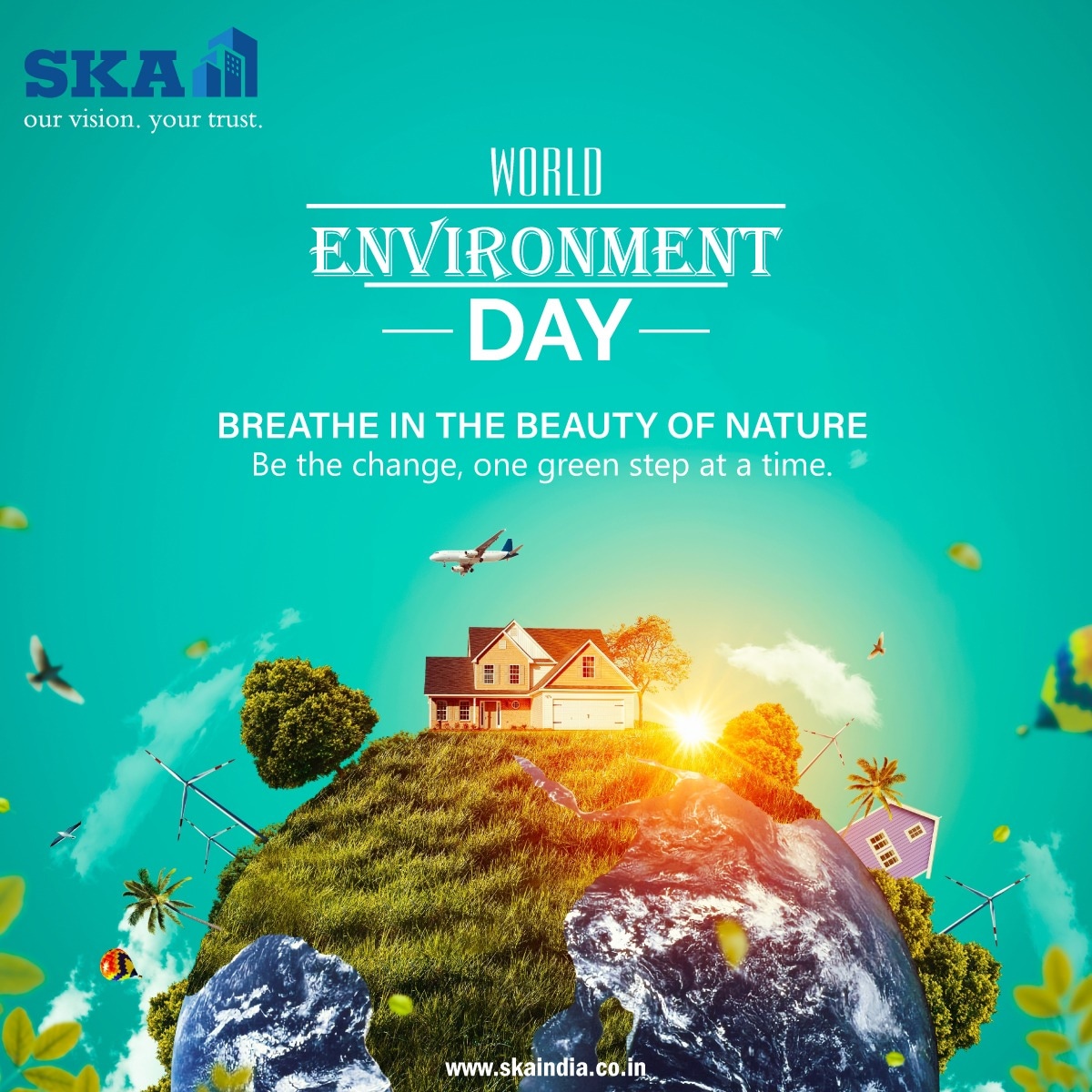 Happy World Environment Day! Let's come together and celebrate the beauty of our planet.
.
.
#WorldEnvironmentDay2023 #greenfuture #cleanfuture #SKA #SKAgroup #SKAGroupIndia #realestate #luxuryliving #GreenLiving #PlanetFirst #LoveEarth #ClimateAction #GoGreen #EcoLifestyle