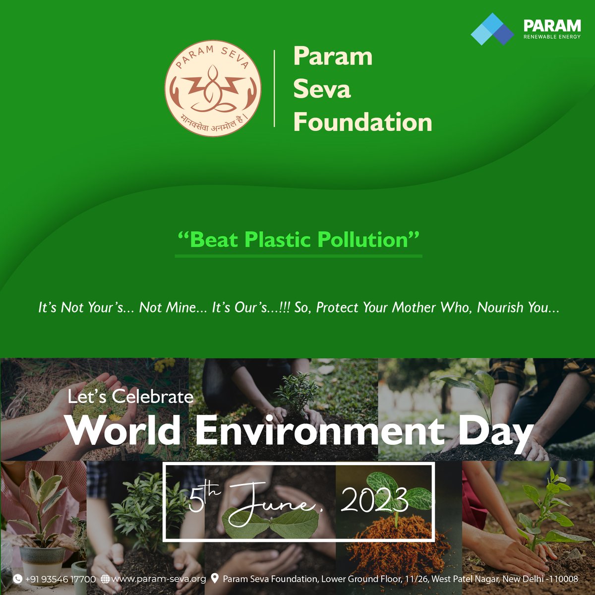 seva_param's tweet photo. "Join us as we celebrate World Environment Day with Param Seva Foundation and Param Renewables! 🌍🌱
#WorldEnvironmentDay #ParamSevaFoundation #ParamRenewables #Sustainability #GreenFuture #EnvironmentalAwareness #GoGreen #SustainabilityMatters #ClimateAction #CleanEnergy https://t.co/iCxqUtJA5P
