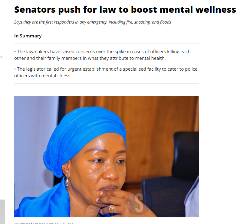 Senators are pushing for a law to compel the state to establish specialised facilities and programmes to boost mental health among police officers. the-star.co.ke/news/2023-06-0…