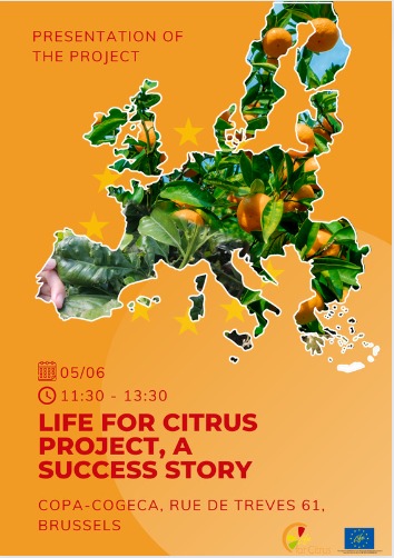 📅Hoy presentación de resultados del proy. #LIFEforCitrus en 🇪🇺 #Bruselas con los europarlamentarios

🍊 #LifeForCitrus project, a success story
📅 11:30
📍 <a href="/COPACOGECA/">COPA-COGECA</a> (Bruselas)

Una jornada para concienciar sobre la problemática del #HLB y el cambio climático
<a href="/BruselasAsaja/">ASAJA in Brussels 🇪🇸🚜🇪🇺</a>
