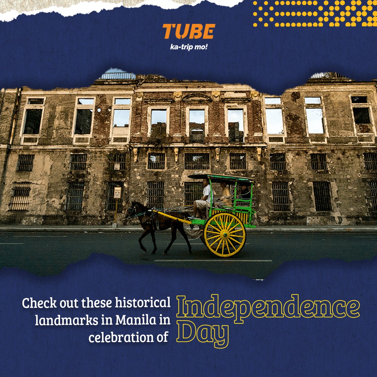 Revisit our country’s rich colonial heritage that tells stories of our past! #ArawNgKalayaan  

San Augustin Church (Near United Nations Station) 

Casa Manila (Near United Nations Station) 

Chinese Cemetary (Near Blumentritt Station) 

#IndependenceDay #TUBEMNL