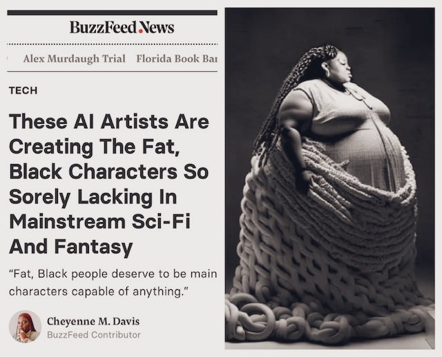 Normal people: 'imagine a world where AI can expand productivity and eliminate toil so that we can all live in regal abundance'

Journalists: 'imagine a world where AI can create a black woman so fat that it's impossible'