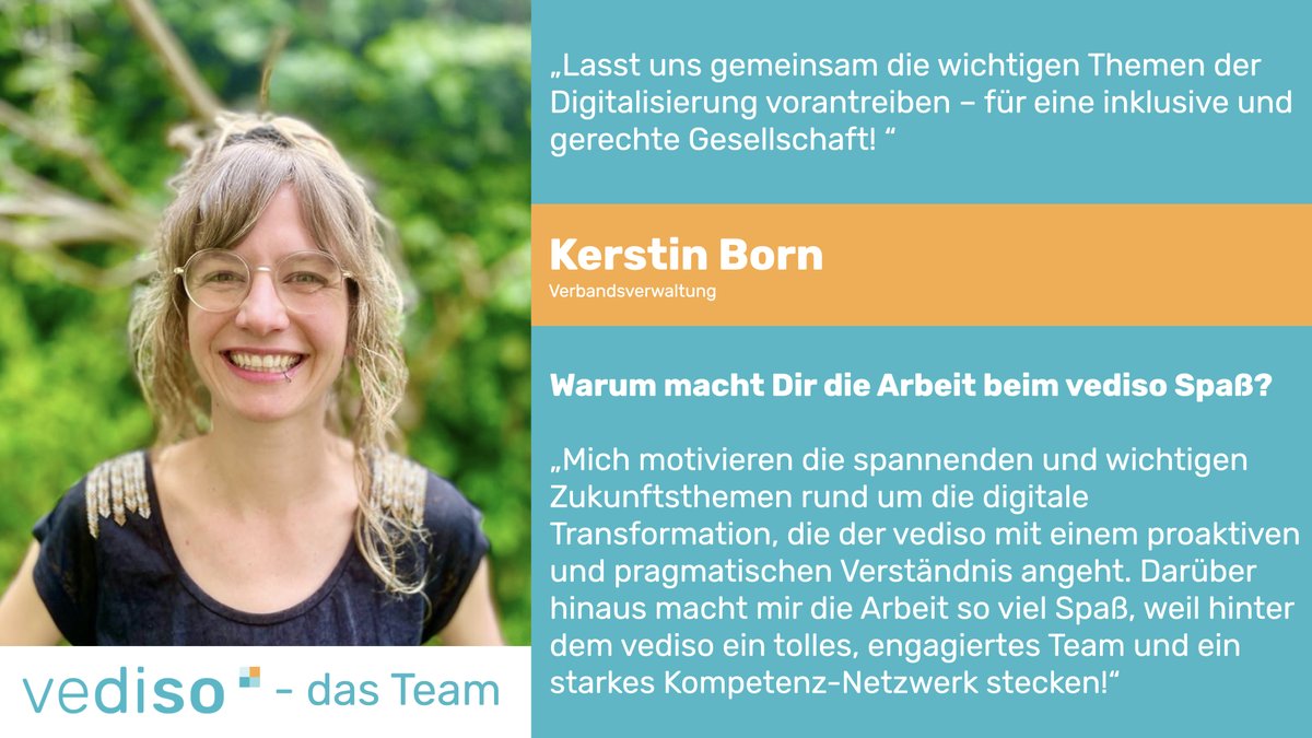 #Herzlichwillkommen, Kerstin Born ! 
Schön, dich im vediso-Team zu haben!  Sie betreut unsere Verbandsverwaltung und ist zukünftig eure Ansprechpartnerin für alle Fragen rund um Anträge, Veranstaltungen und Termine. 
#vediso #SozialwirtschaftKannMehr #SozialBrauchtDigital