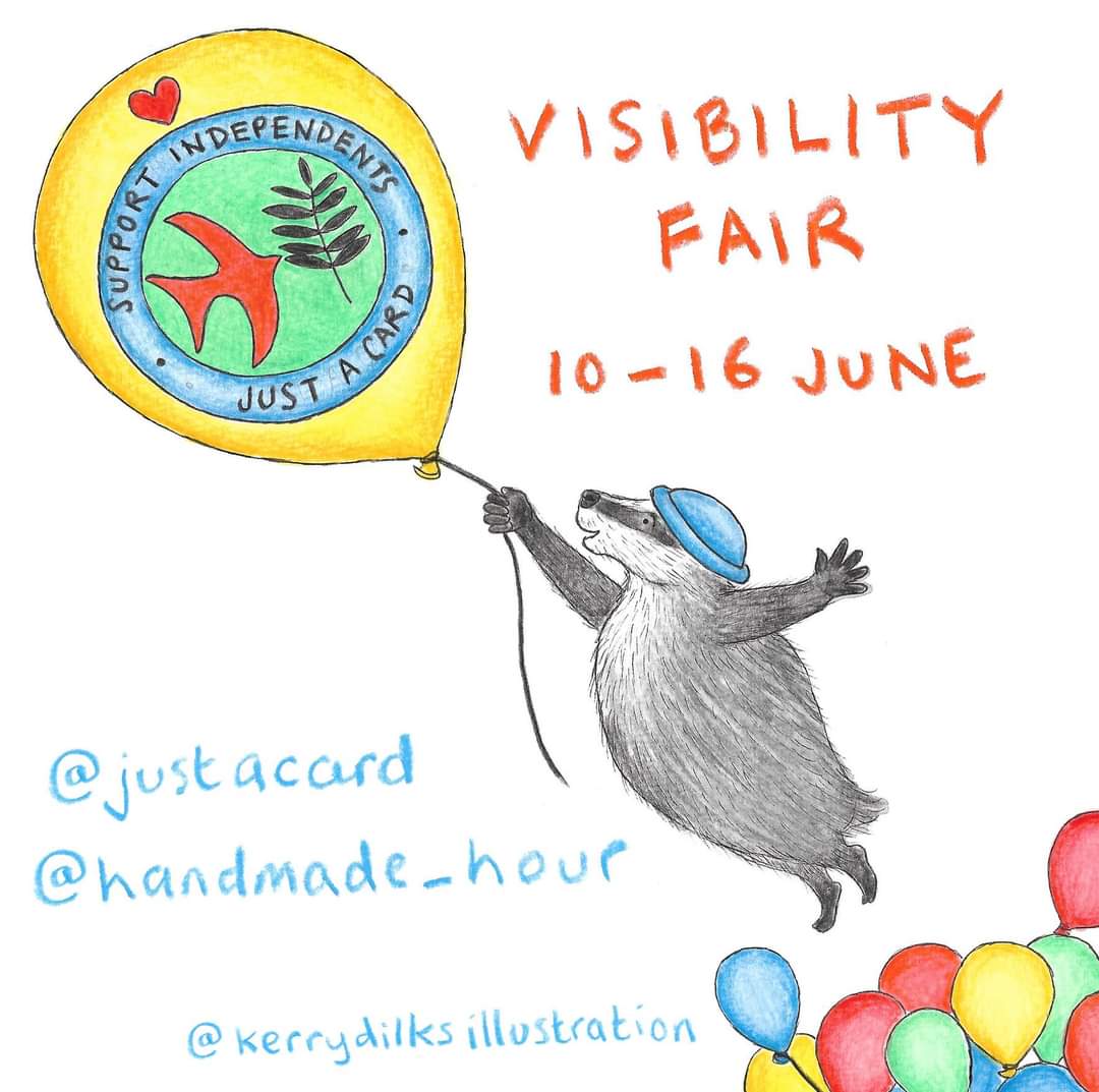 Next Saturday, please join us from the comfort of your own sofa/bed and have a wander around #visibilityfair hosted by @Justacard1 (all info on their website). It runs for one week, a whole collection of artists and makers selling beautiful unique products 🎈✨️ #SmallBusiness