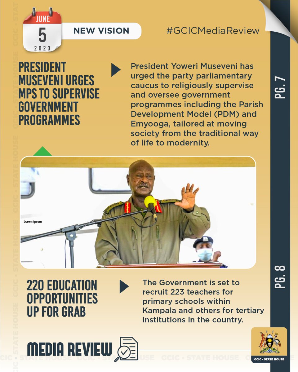 President @KagutaMuseveni urges MPS to supervise @GovUganda programmes. #GCICMediaReview